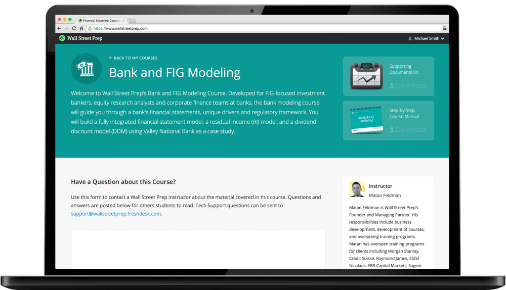Matan Feldman - Wall Street Prep - Bank and Financial Institution Modeling Course (Bank – FIG Modeling)