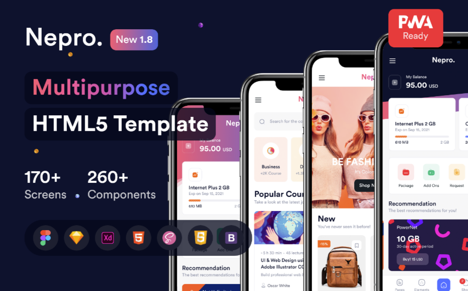 Nepro - The Multipurpose Mobile HTML5 Template